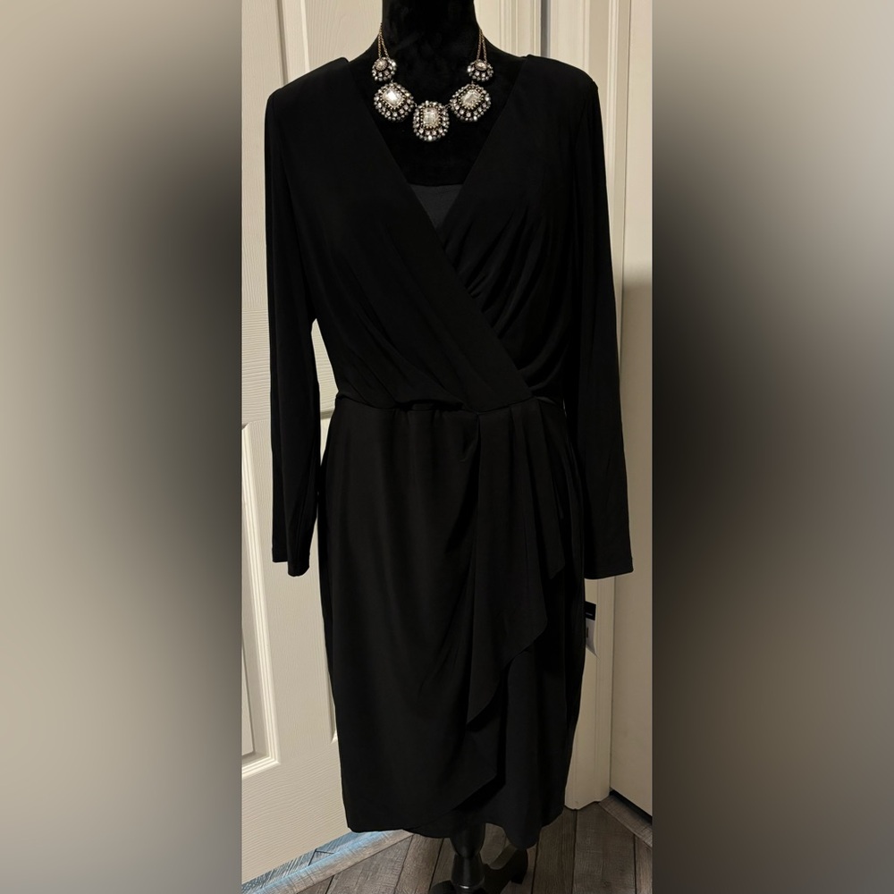 NWT Chaps Black V-Neck Dress